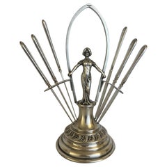 Swedish Art Nouveau Fruit Knife Holder and Knives by G A B