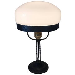 Swedish Art Nouveau Jugendstil Wrought Iron and Glass Table Lamp, 1920