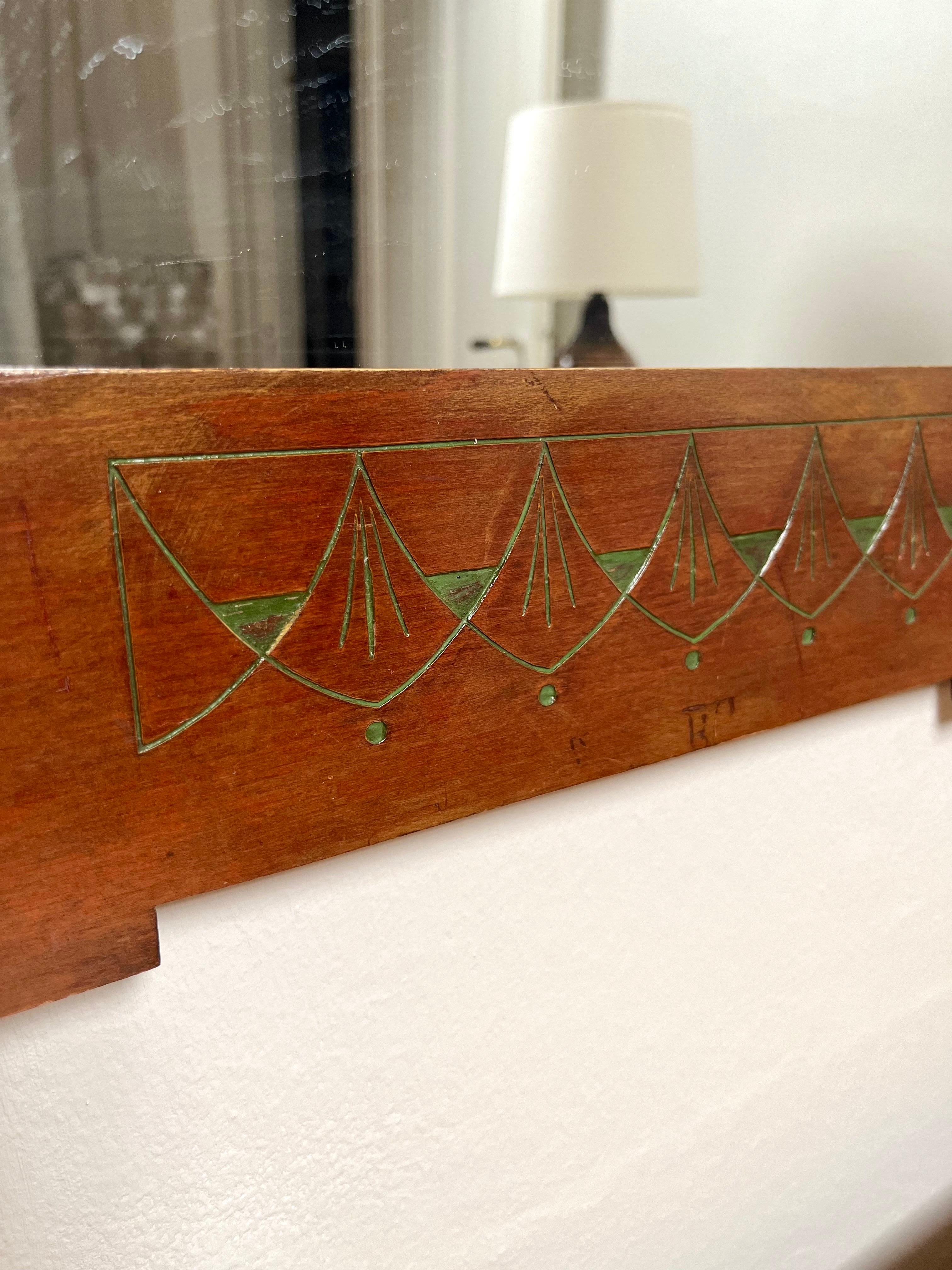 Miroir mural suédois en acajou Art nouveau, fabriqué à la main, années 1900-1910 en vente 2