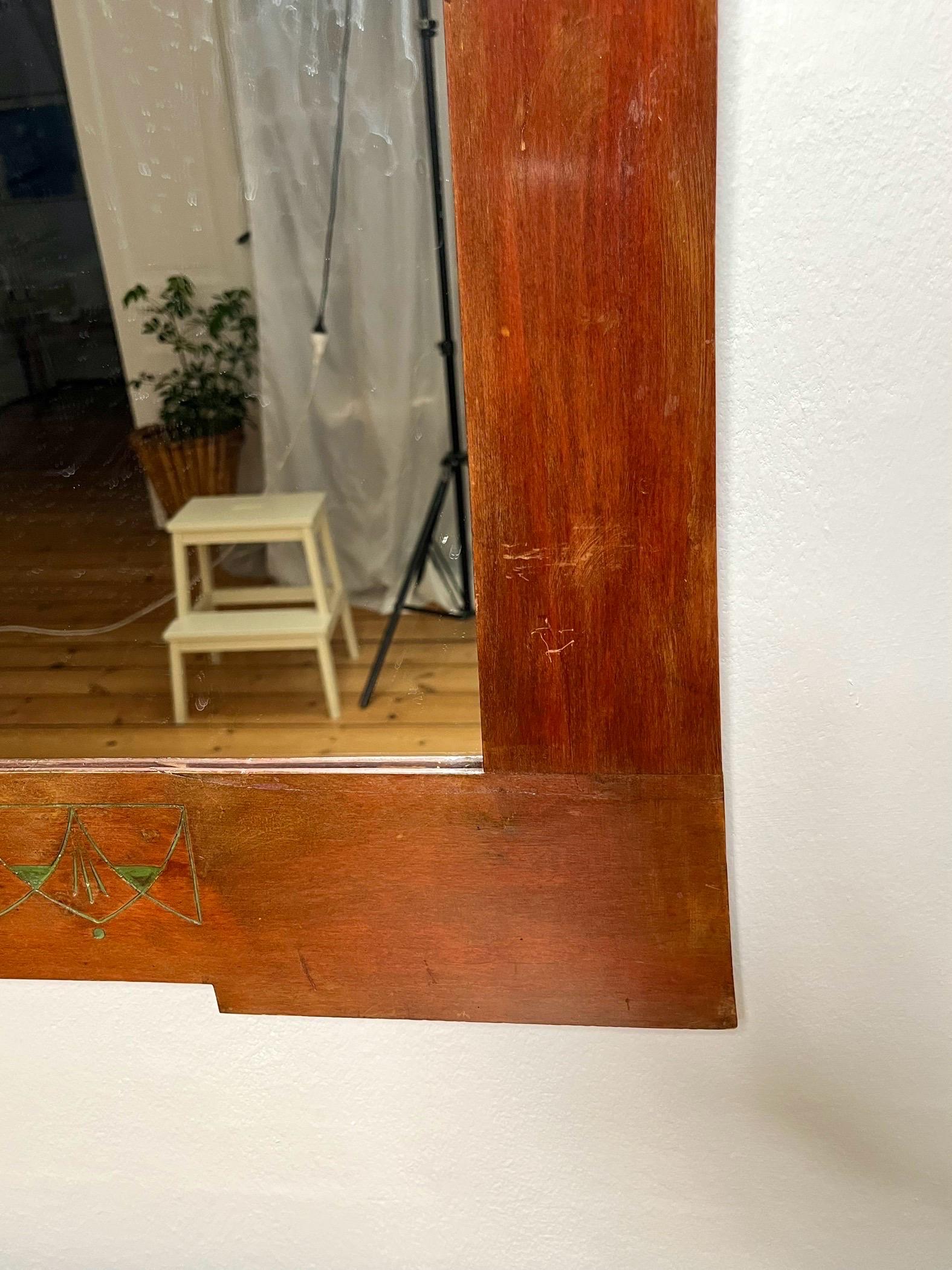 Miroir mural suédois en acajou Art nouveau, fabriqué à la main, années 1900-1910 en vente 3