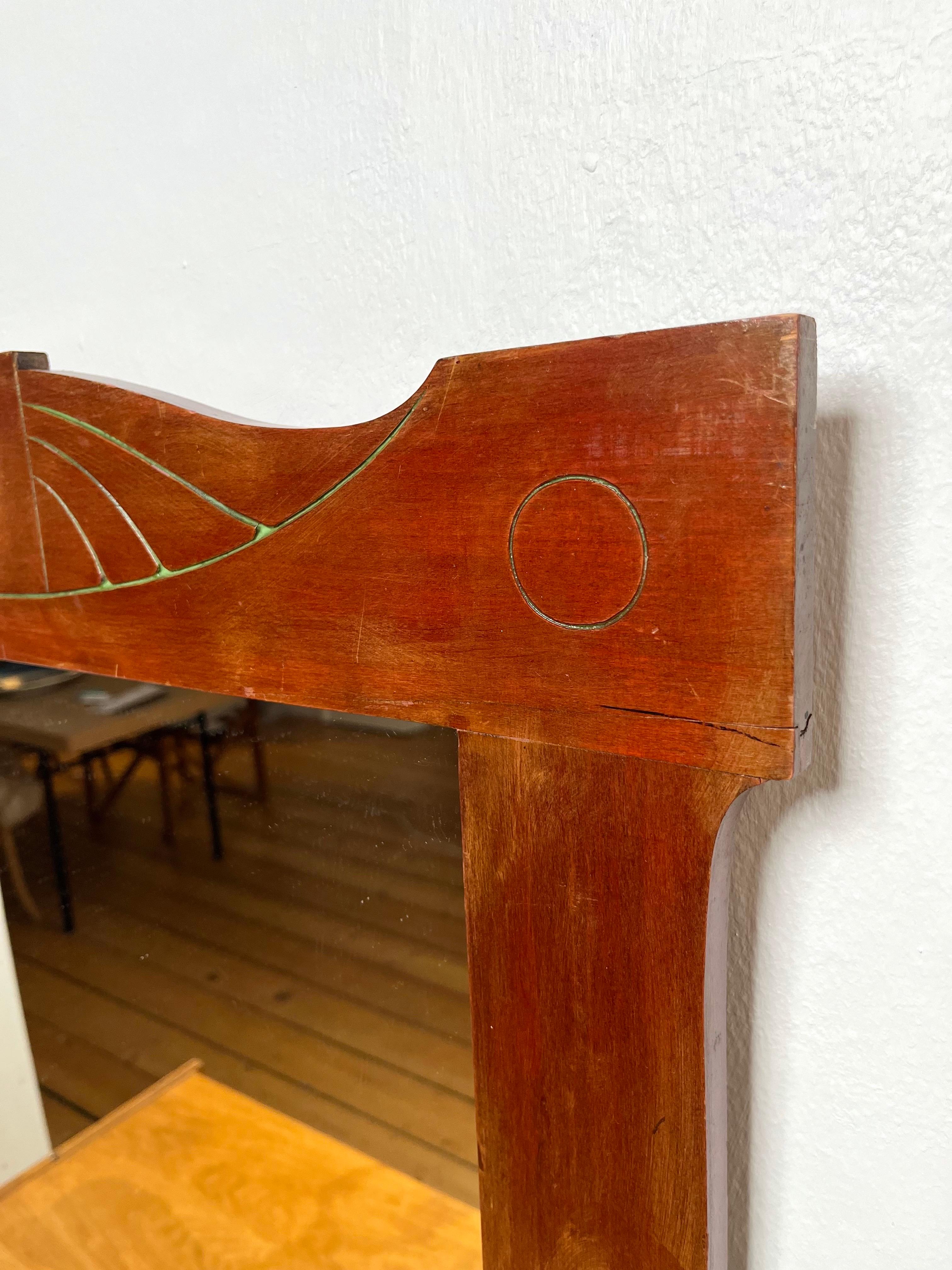 Miroir mural suédois en acajou Art nouveau, fabriqué à la main, années 1900-1910 en vente 5