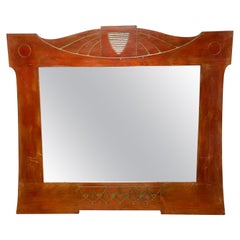 Swedish Art Nouveau Mahogany Wall Mirror, Handcrafted, 1900s-1910s