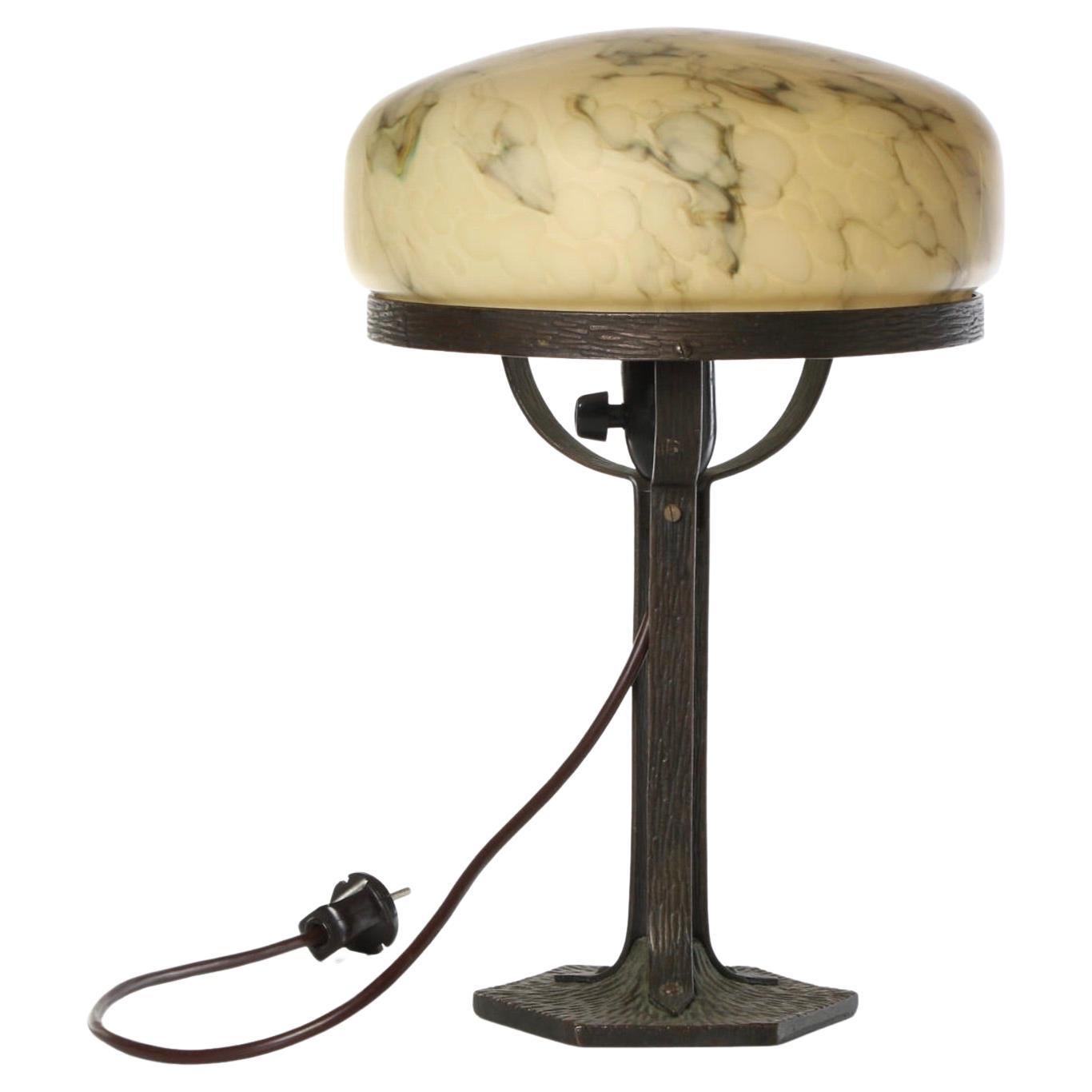 Swedish Art Nouveau "Stringberg" Table Lamp in Copper, circa 1910 For Sale