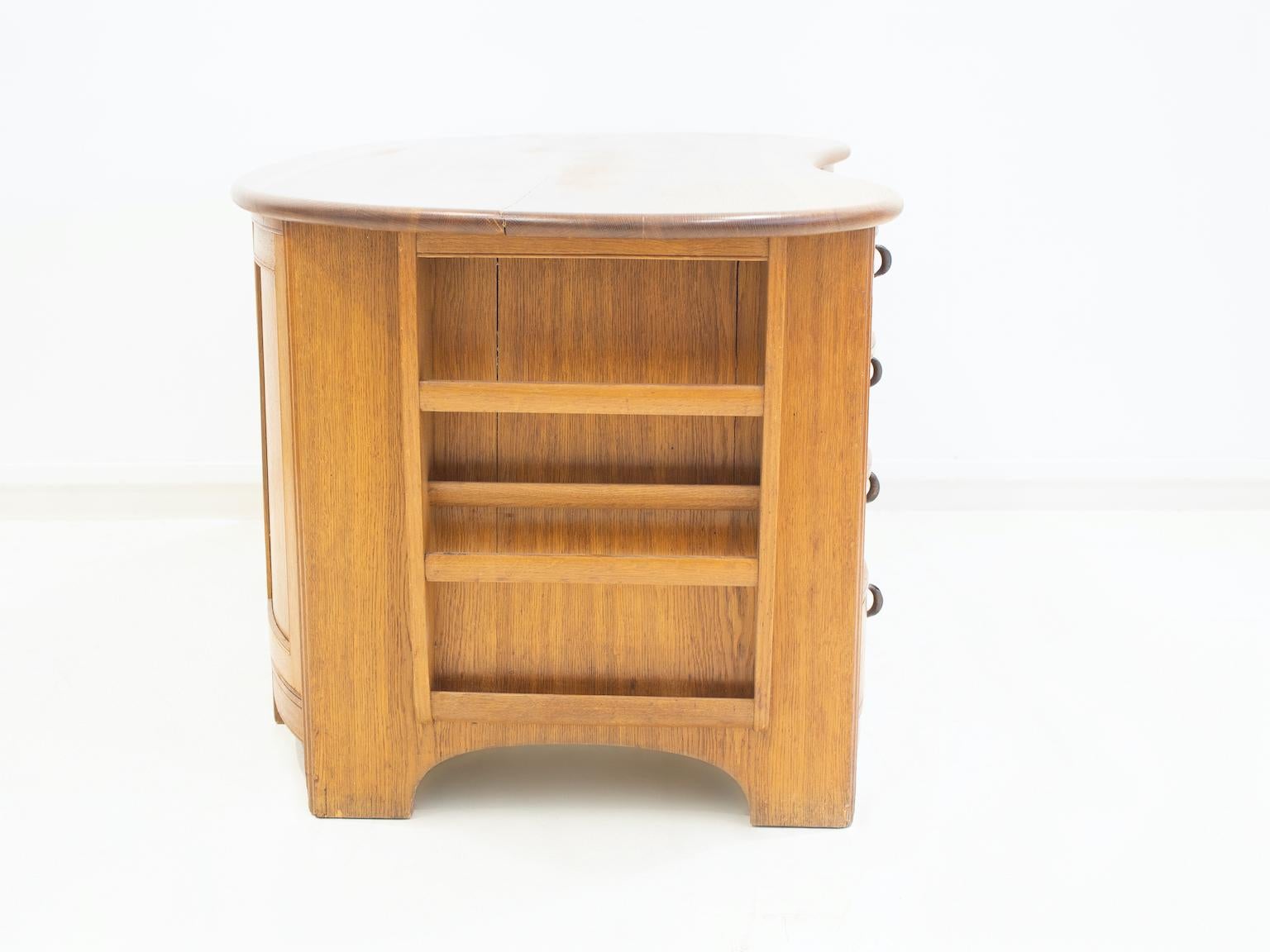 Swedish Art Nouveau Style Oak Writing Desk For Sale 5