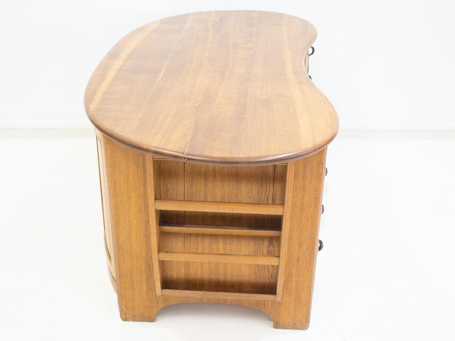 Swedish Art Nouveau Style Oak Writing Desk For Sale 6