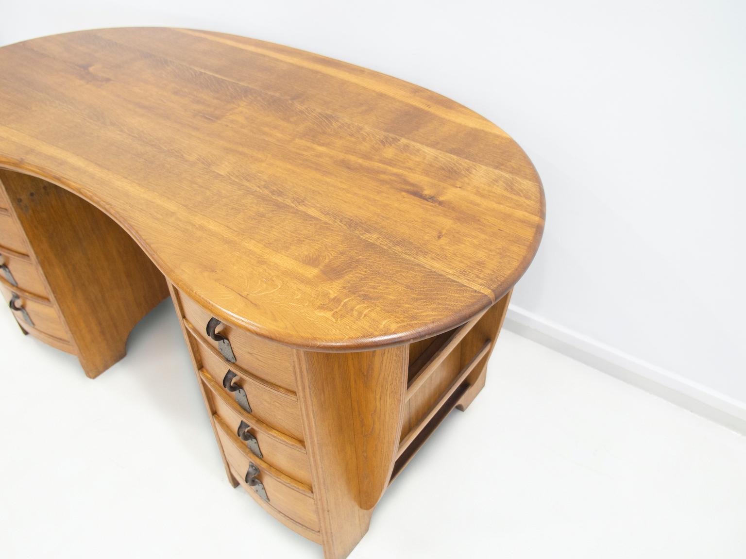 Swedish Art Nouveau Style Oak Writing Desk 2