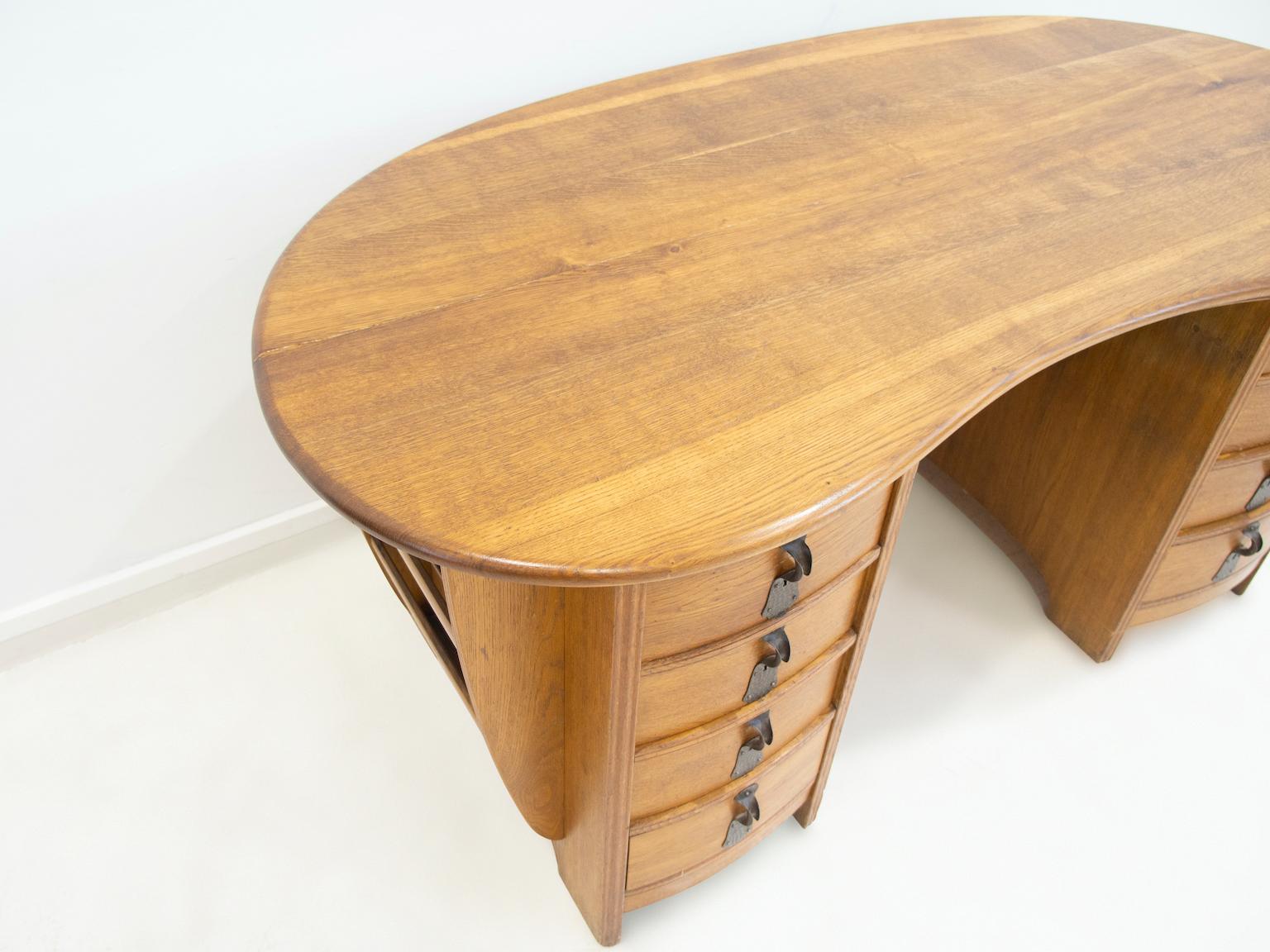 Swedish Art Nouveau Style Oak Writing Desk 3