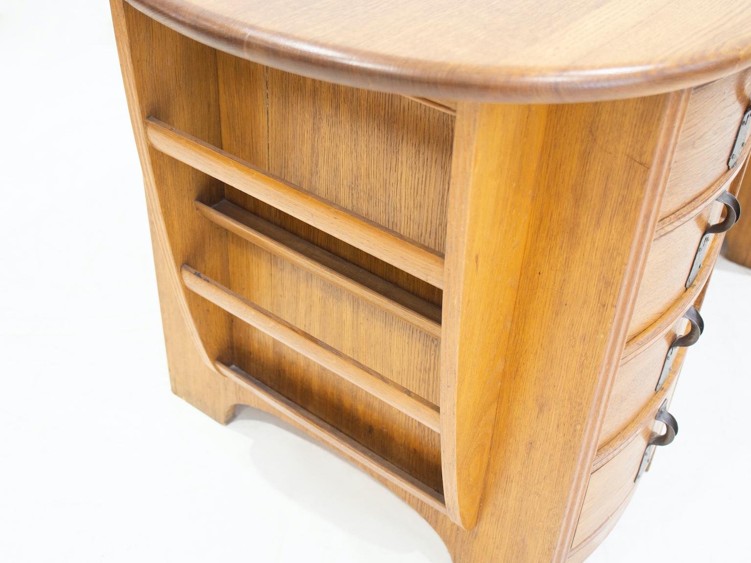 Swedish Art Nouveau Style Oak Writing Desk For Sale 3
