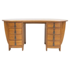 Swedish Art Nouveau Style Oak Writing Desk
