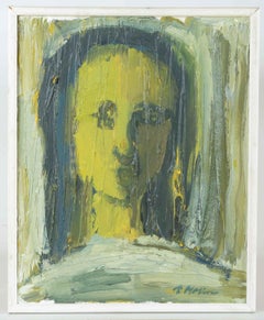 Swedish artist. Expressive female portrait. Oil on canvas. Mid-20th C.