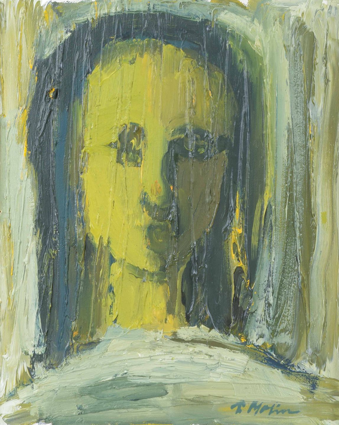 Swedish artist. Expressive female portrait. Oil on canvas. Mid-20th C. For Sale