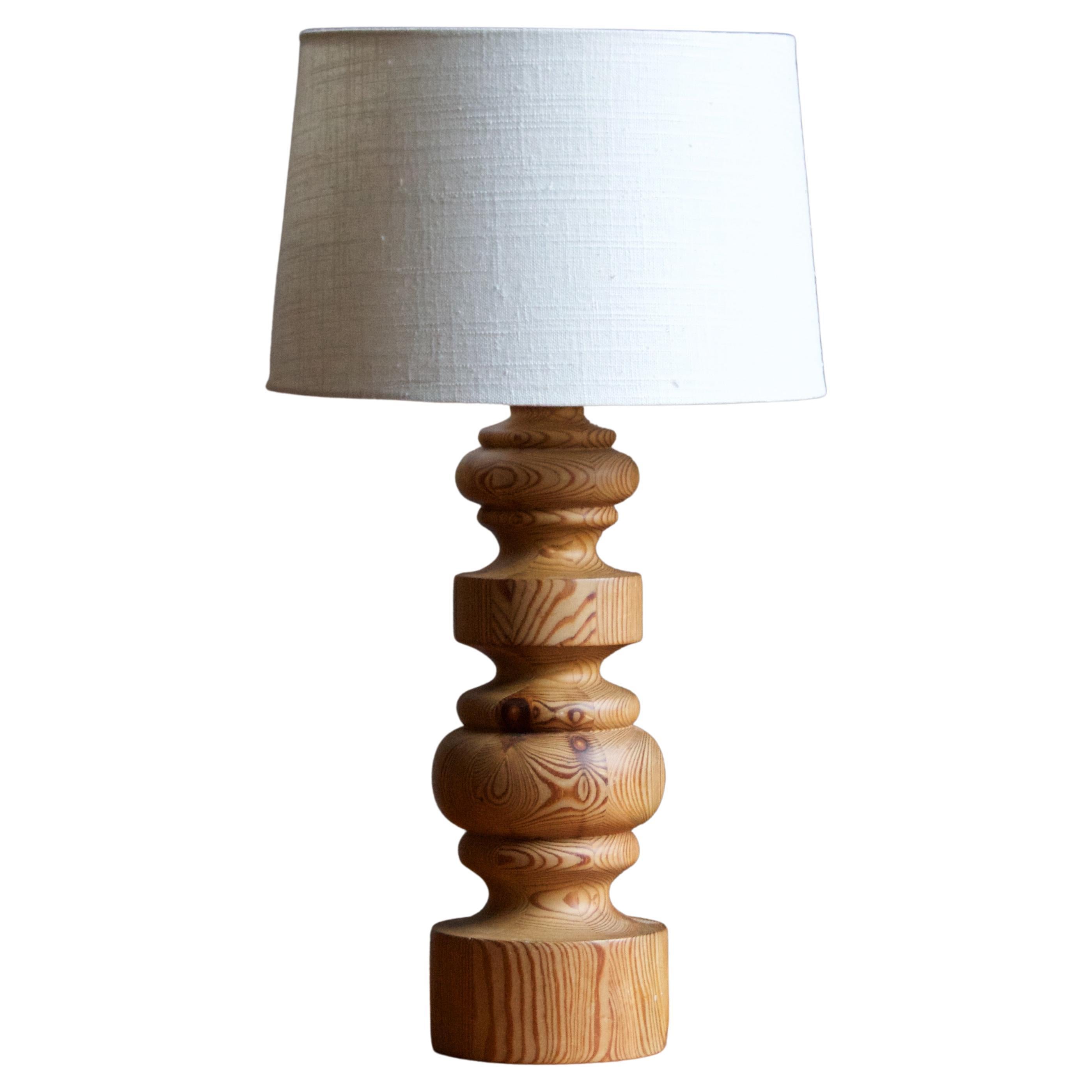 Swedish Artist, Freeform Table Lamp, Solid Pine, Sweden, 1979