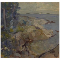 Swedish Artist, Modernist Landscape, Oil on Cardboard, 1960s