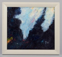 Swedish artist. Oil on board. Abstract composition.