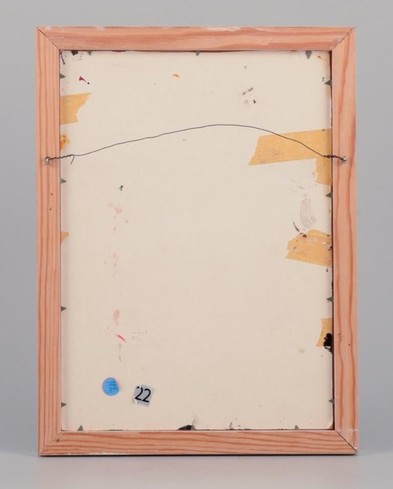 20ième siècle Artiste suédois, huile sur carton. Composition abstraite.  en vente