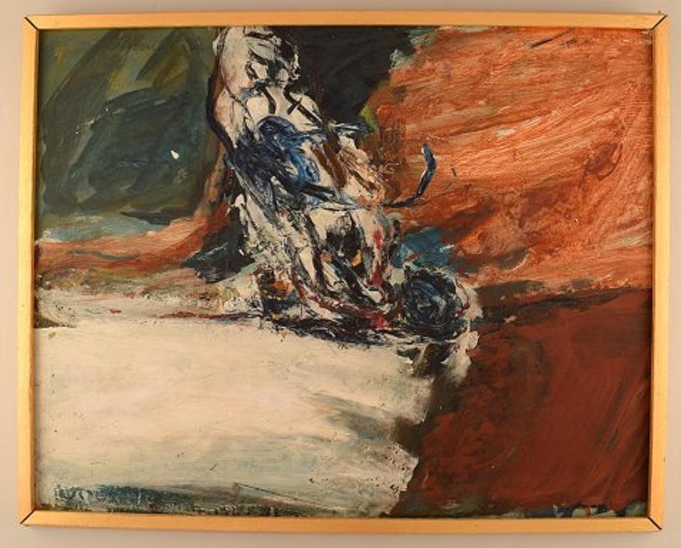 Swedish artist. Oil on board. Modernist landscape, 1960s.
The board measures: 58 x 46 cm.
The frame measures: 2 cm.
Signed.
In very good condition,
20th century Scandinavian Mid-Century Modern.