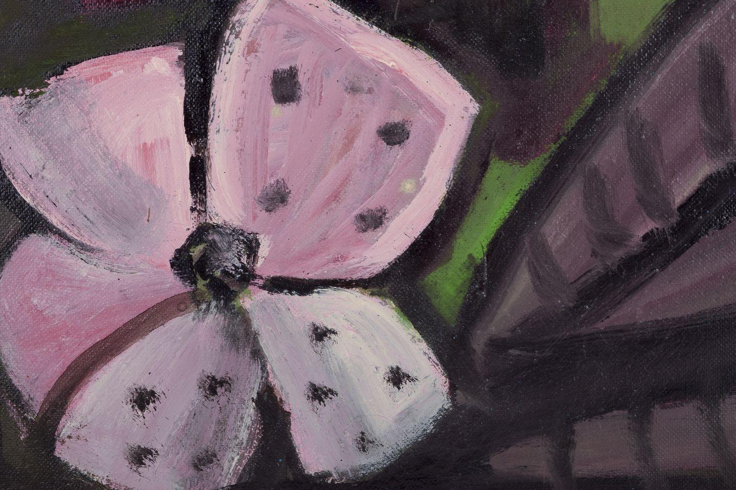 Suédois Artiste suédois. Huile sur planche. Motif de deux femmes et d'une fleur. années 1960 en vente