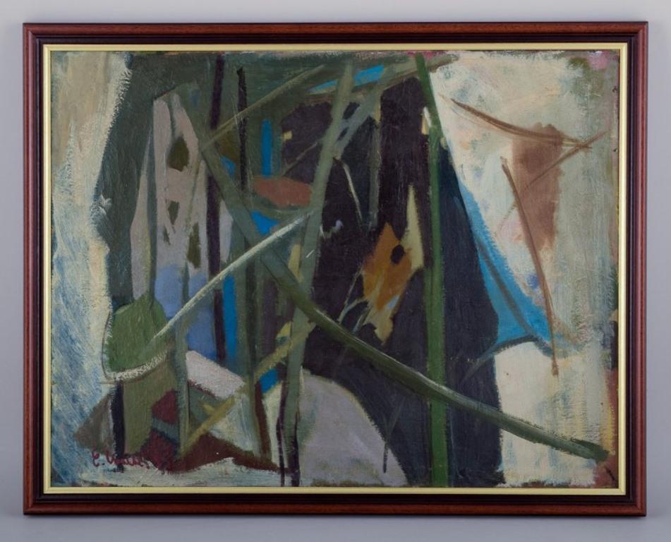 Swedish artist, oil on canvas. Abstract composition. Colouristic palette.
In excellent condition with minimal wear.
Indistinctly signed and dated '55.
Visible dimensions: 67.5 cm x 52.0 cm.
Total dimensions: 74.0 cm x 58.5 cm.