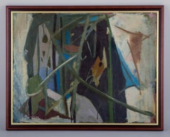 Artiste suédois. Huile sur toile. composition abstraite. 1955