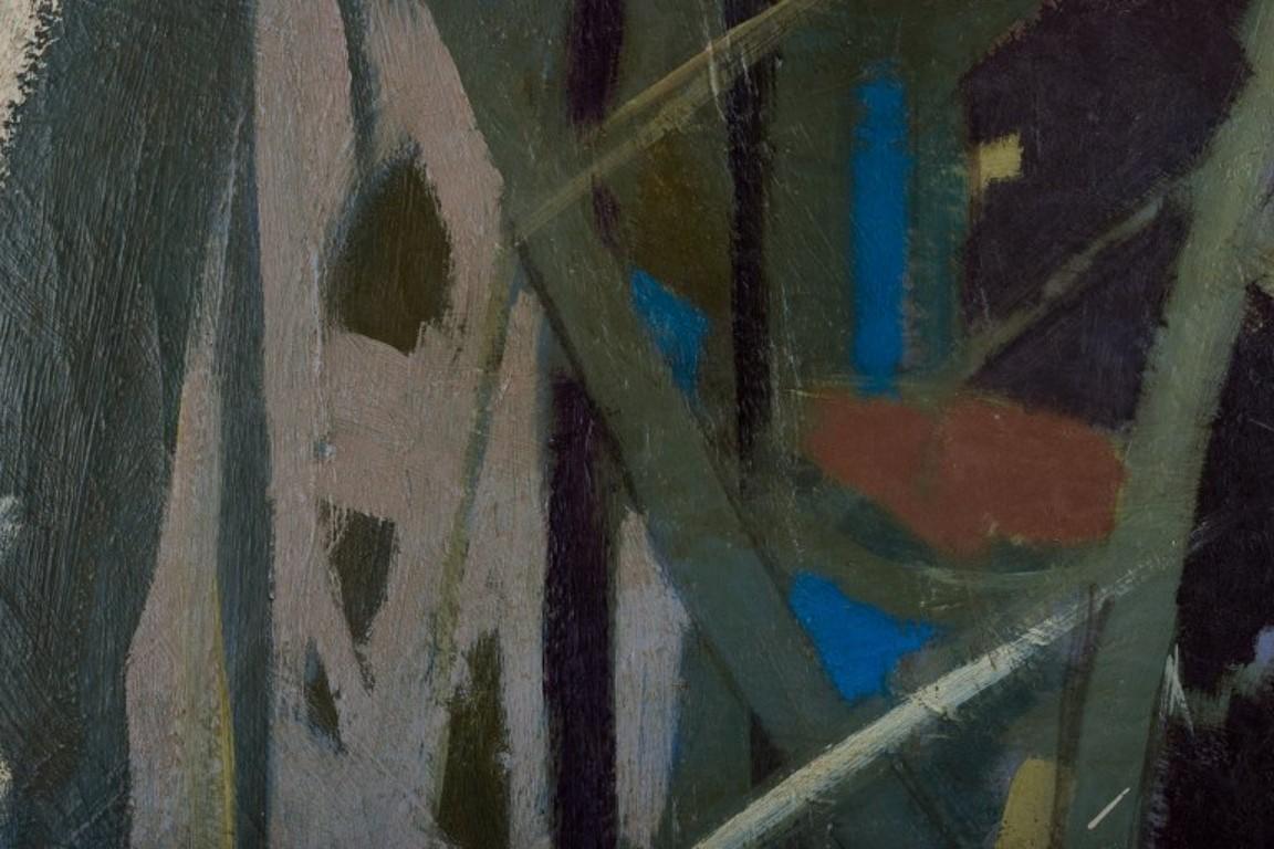 Suédois Artiste suédois. Huile sur toile. composition abstraite. 1955 en vente