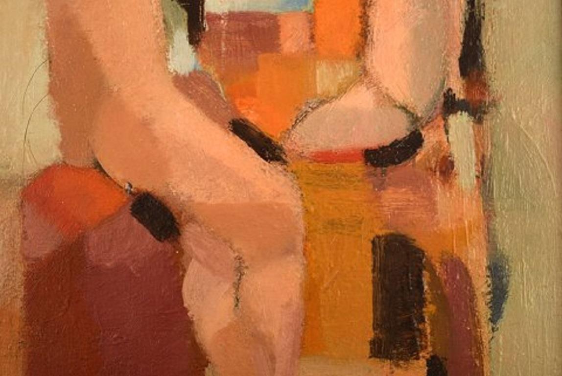 Swedish Artist, Oil on Canvas, Abstract Nude Study, 1960s In Excellent Condition In Copenhagen, DK