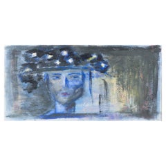 Swedish artist. Oil on canvas. Composition with woman’s face. 1950s/60s