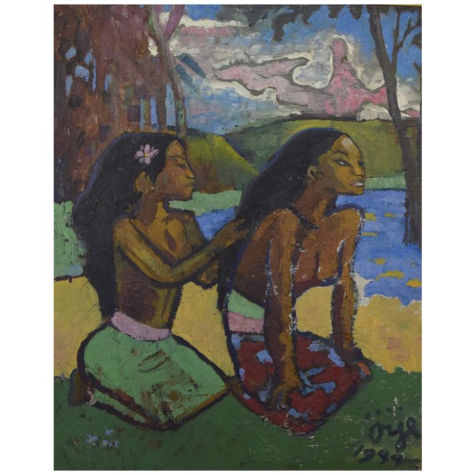 Swedish Artist, Paul Gauguin Style, Tahiti Women Traditionally Dressed