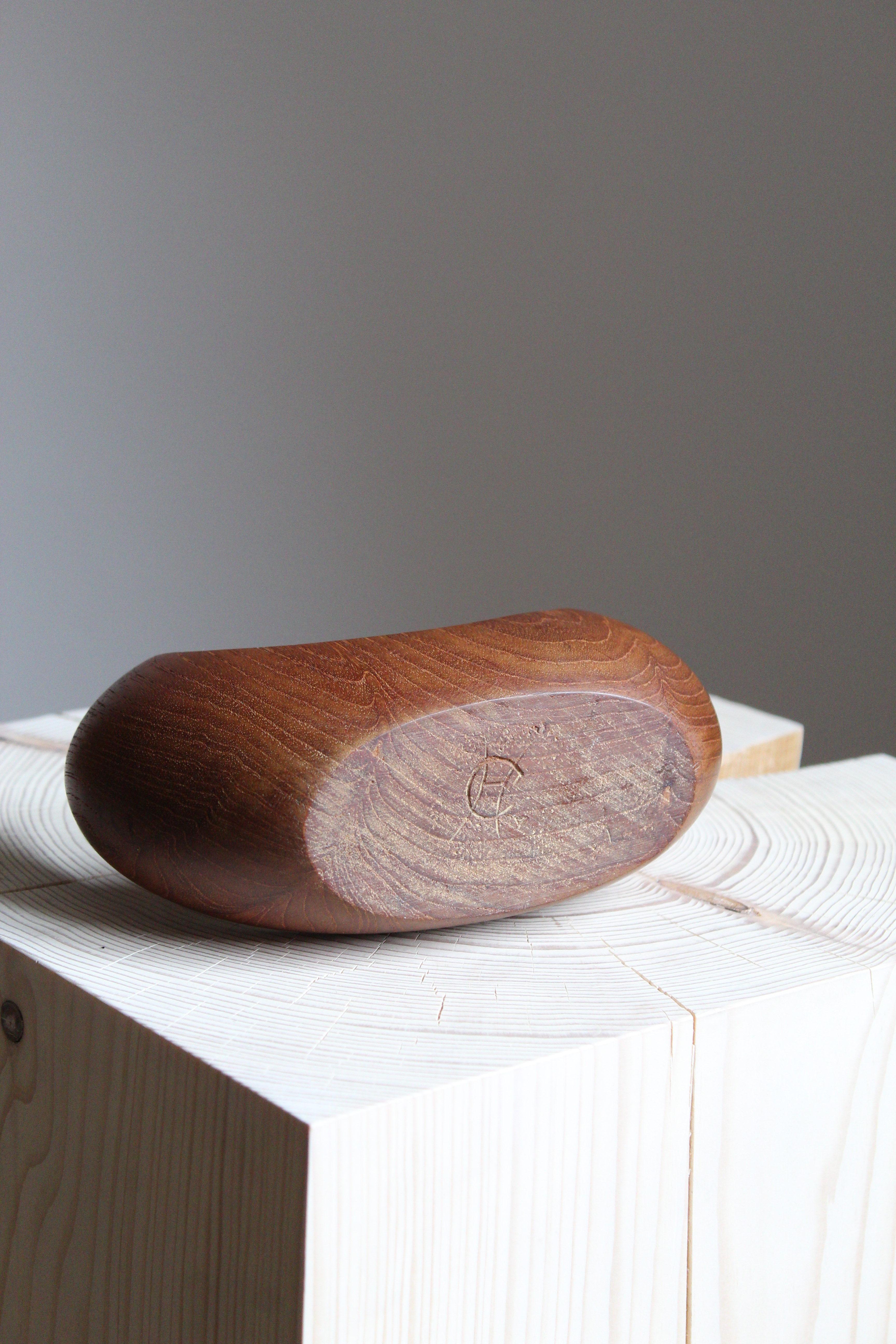 Swedish Artist, Small Sculptural Bowl, Solid Teak, Sweden, 1950s 1