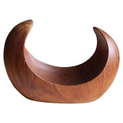 Swedish Artist, Small Sculptural Bowl, Solid Teak, Sweden, 1950s