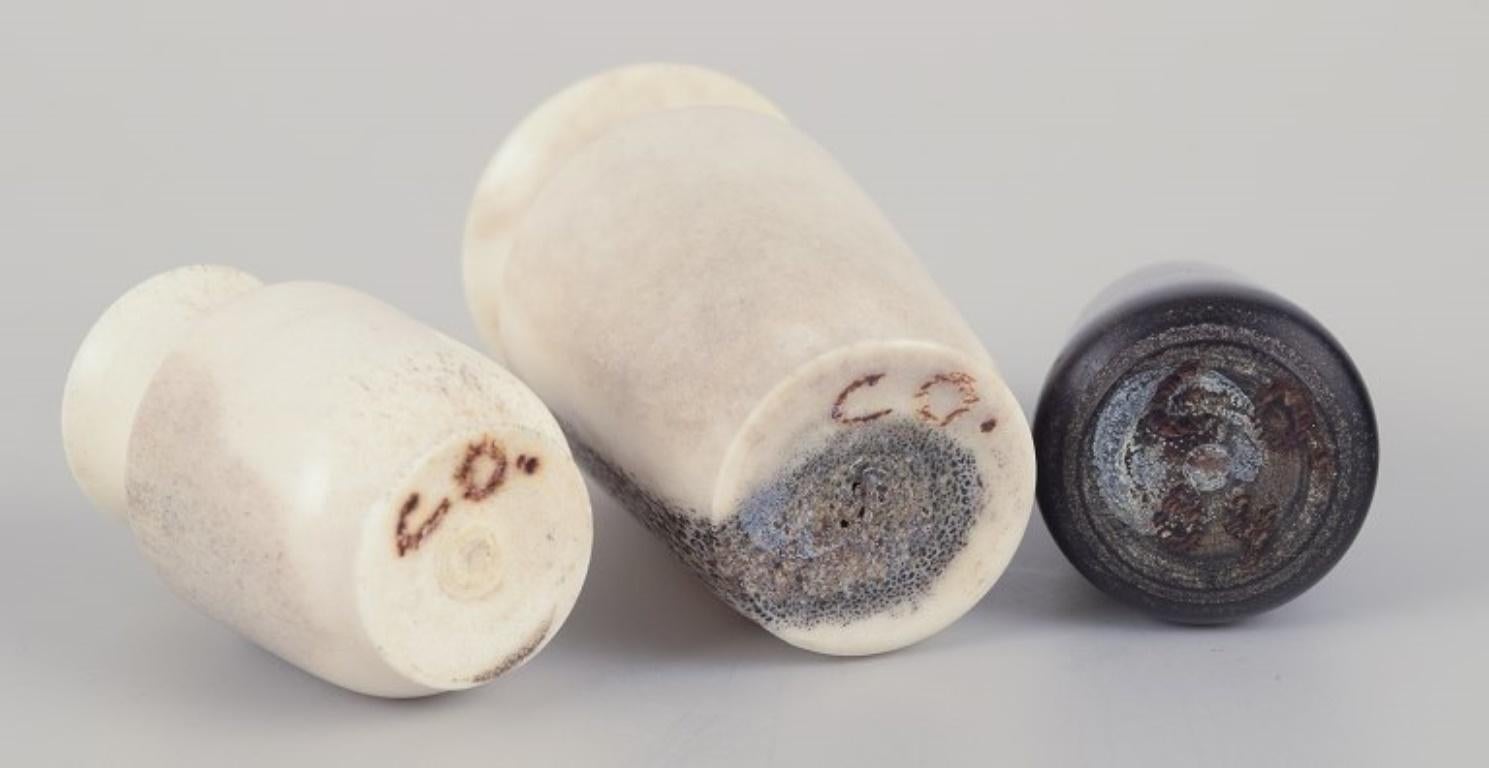 Swedish artist. Three miniature vases carved from moose bone. Unique pieces. For Sale 1