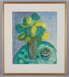 Swedish artist. Watercolor on paper. Modernist floral still life.