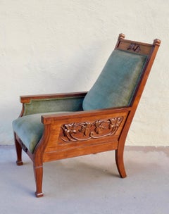 Swedish Arts & Crafts Paneled Chair with Carved Flora Motifs, circa 1900
