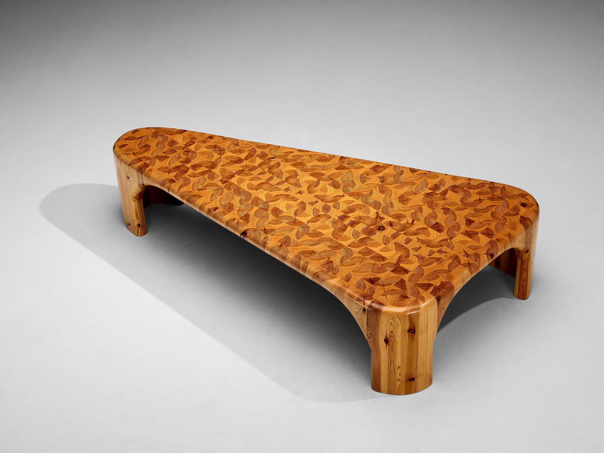 Swedish Asymmetrical Coffee Table in Solid Pine  1