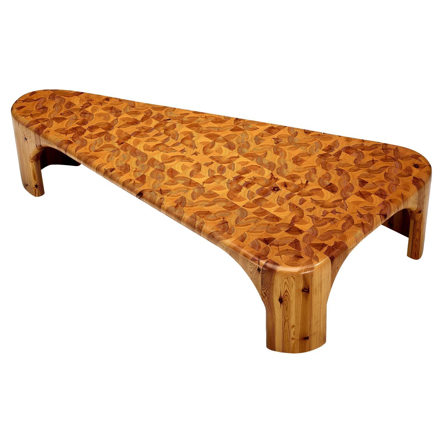 Swedish Asymmetrical Coffee Table in Solid Pine 