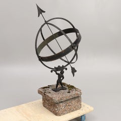 Swedish Atlas Astrology Garden Armillary & Stone Pedestal
