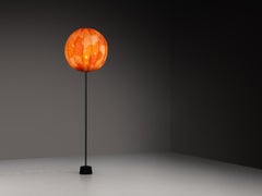 Swedish Balloon Lamp in Steel with Floral Motif Orange Shade