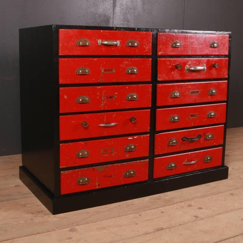 Painted Swedish Bank of Drawers