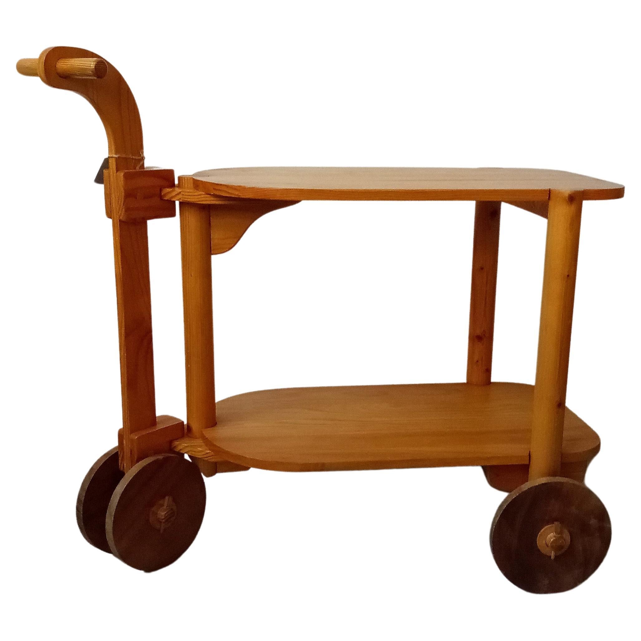 Swedish bar cart in pine from the 70s attr. to Sven Larsson For Sale