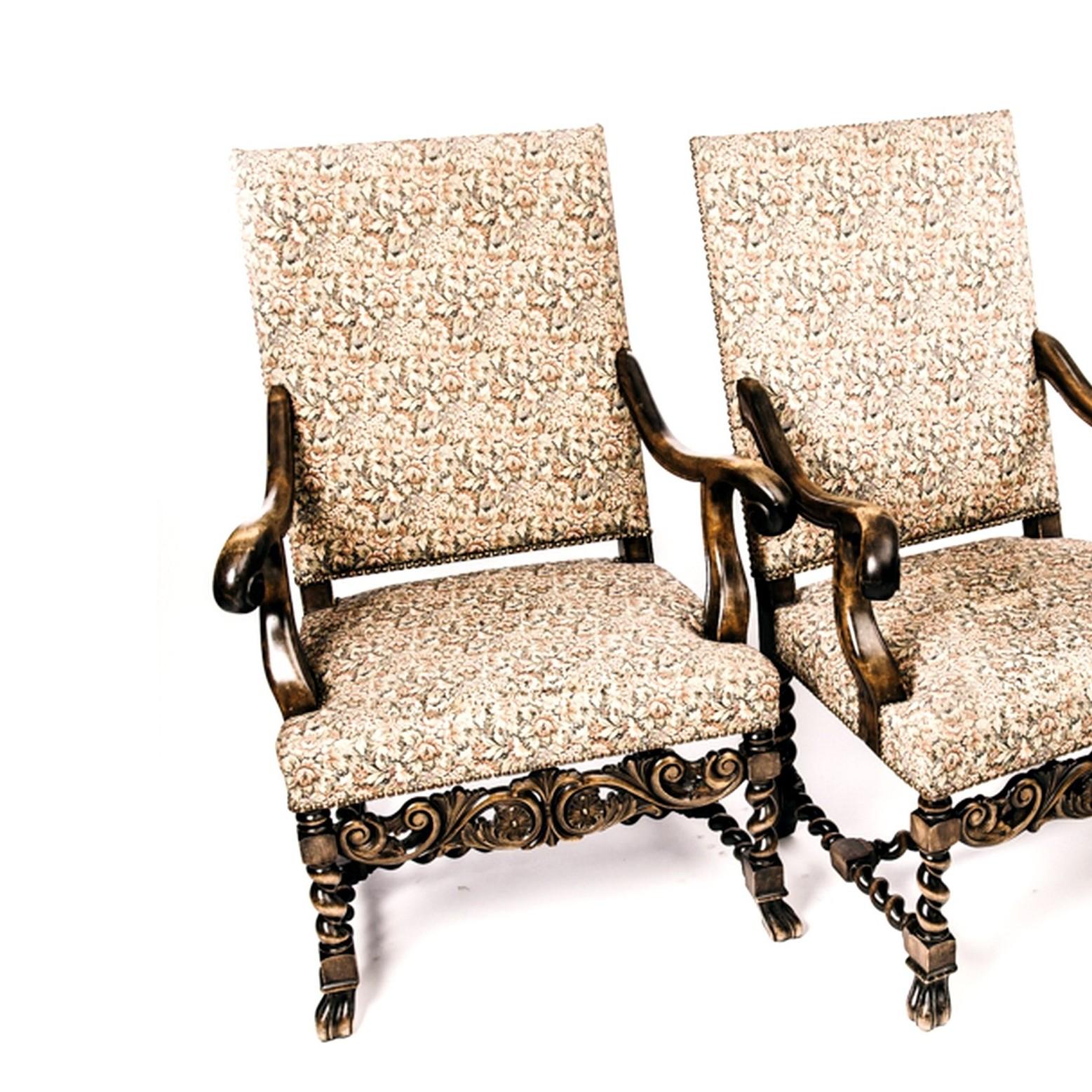 Swedish Baroque Armchairs Early 1900s of Birch In Excellent Condition In Singapore, SG