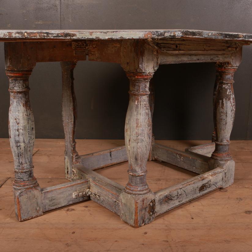 18th century Swedish baroque drop-leaf table with original paint finish, 1760

59.5