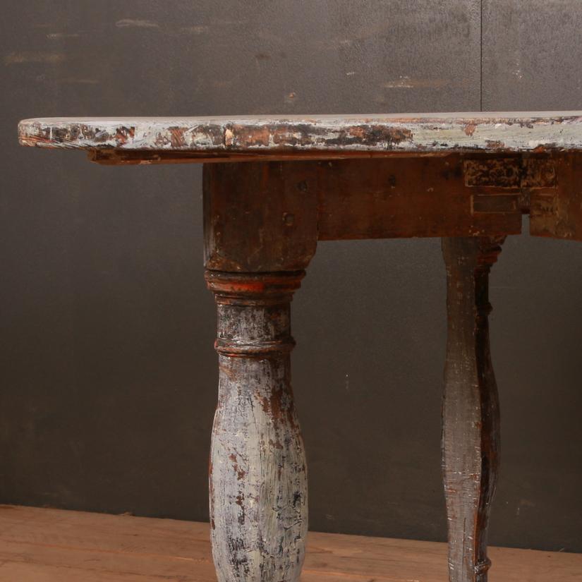 Hand-Painted Swedish Baroque Drop-Leaf Table