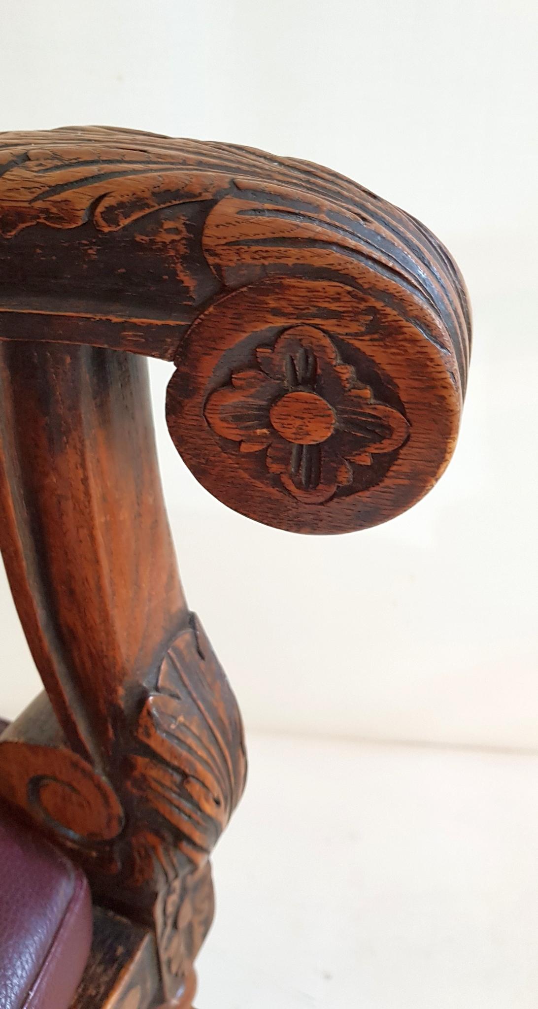 Swedish Baroque Oak Style Armchair, circa 1920 5