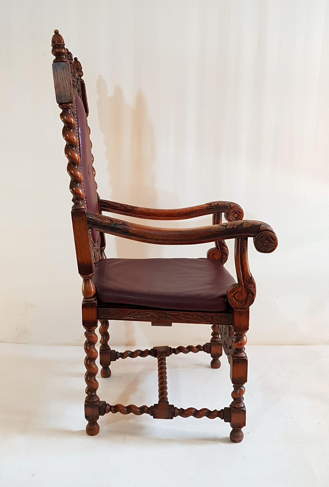 Swedish Baroque Oak Style Armchair, circa 1920 In Excellent Condition In Albano Laziale, Rome/Lazio