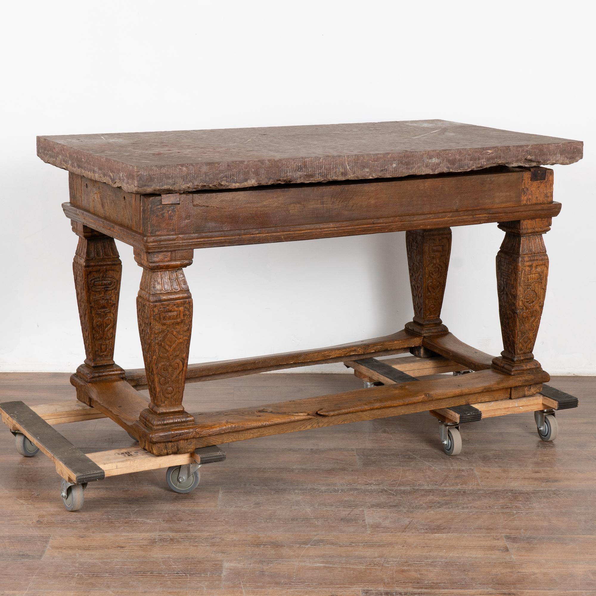 Swedish Baroque Original Stone Top Table Kitchen Island, circa 1740-1780 9