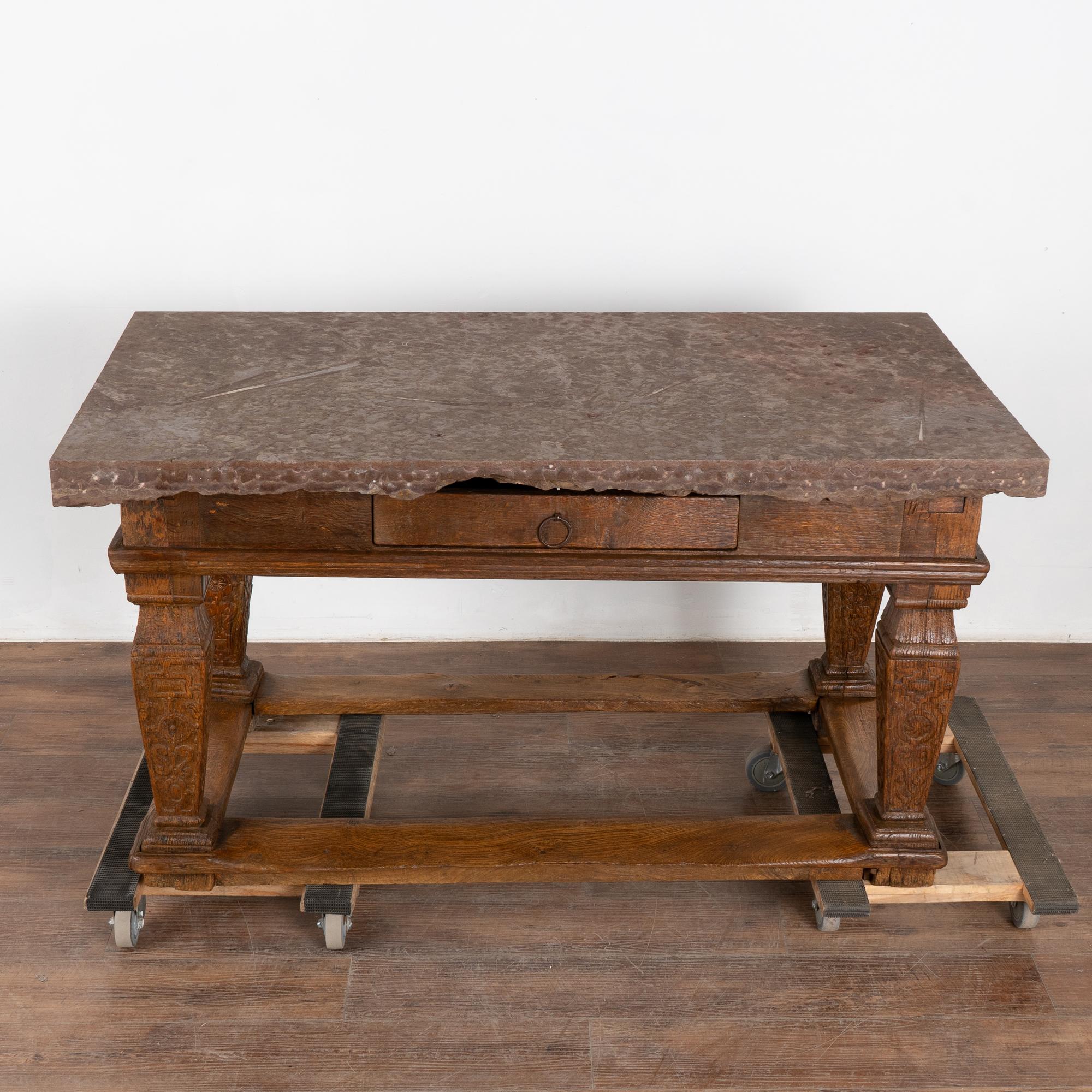 Swedish Baroque Original Stone Top Table Kitchen Island, circa 1740-1780 1