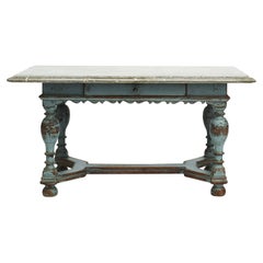 Swedish Baroque Table with Fossil Limestone Top