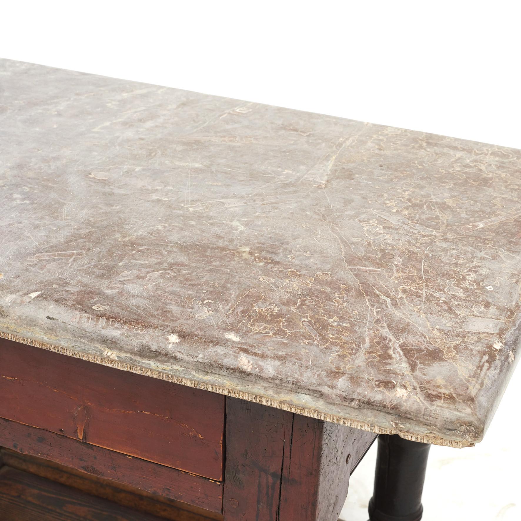 Swedish Baroque Table with Öland Limestone Top For Sale 2