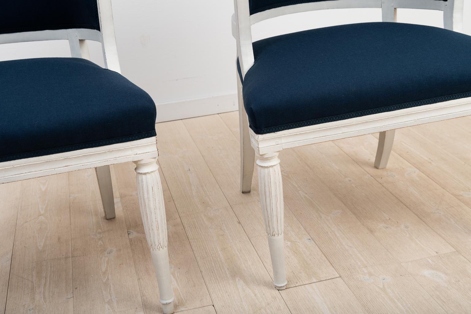 Antique Swedish Gustavian Upholstered Barrel Back Chairs For Sale 2