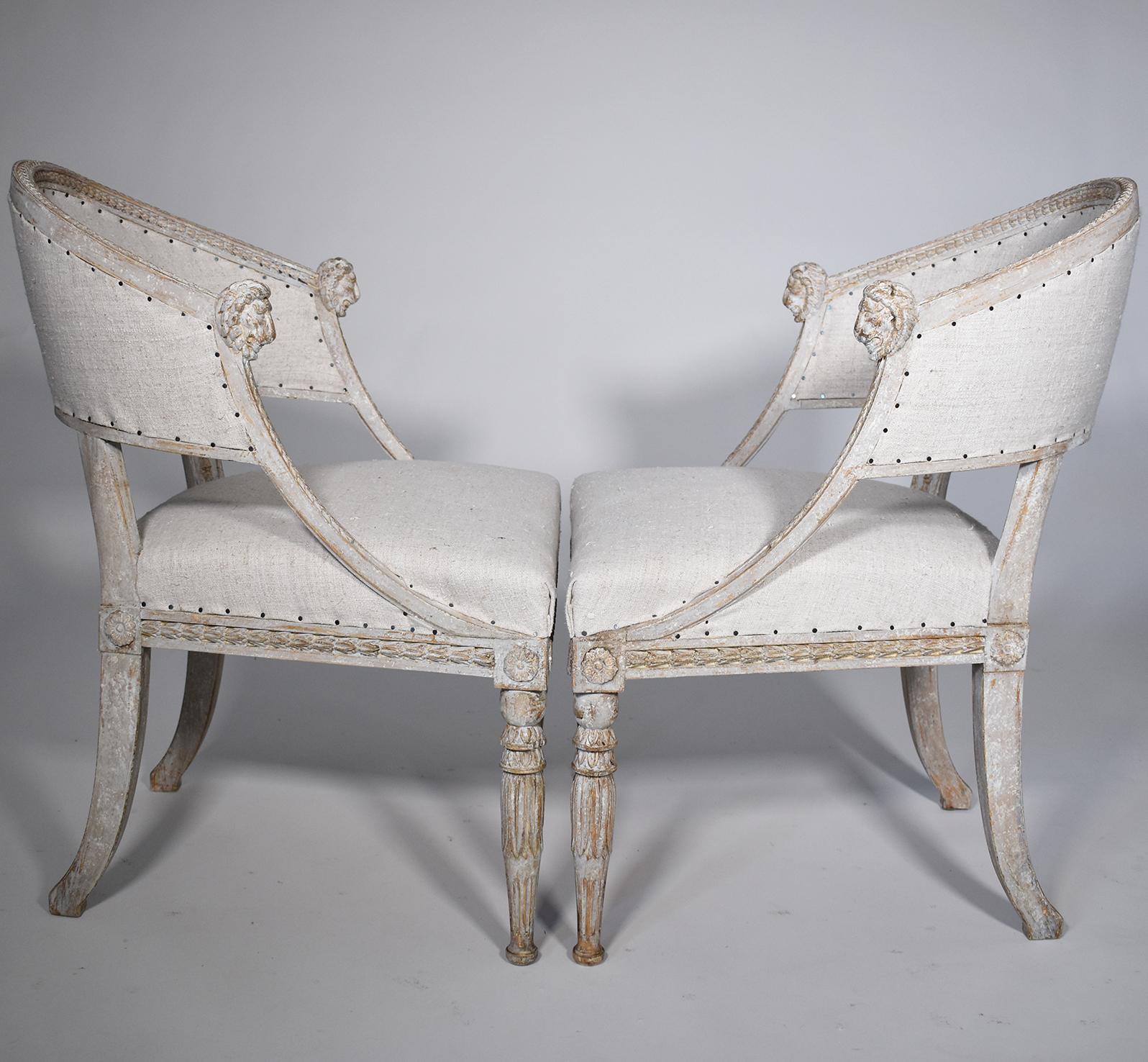 Gustavian Pair of 19th Century Swedish Barrel Back Chairs