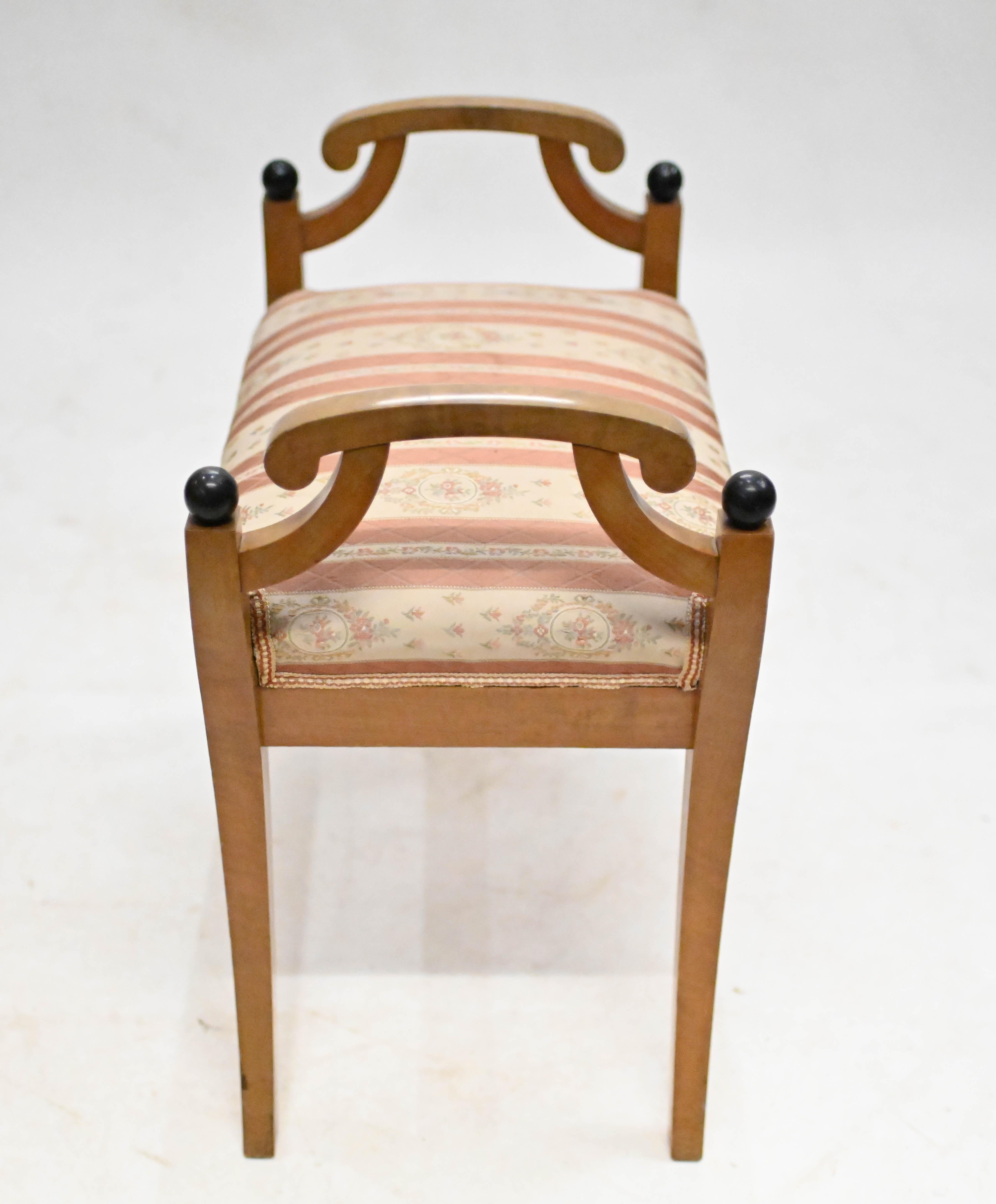 Early 20th Century Swedish Beidermeier Stool Seat 1900 Antique For Sale